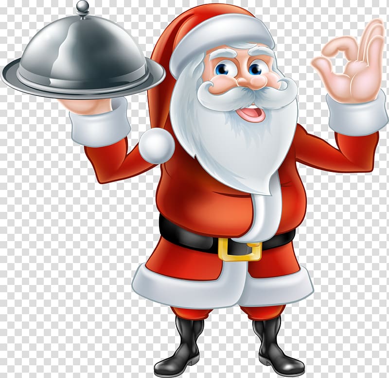 Santa Claus Food Christmas dinner Chef, red dress transparent background PNG clipart