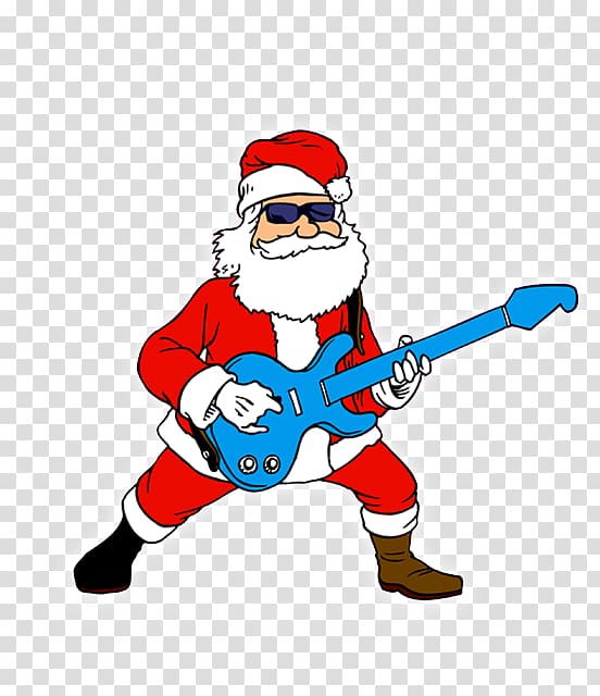 Jingle Bell Rock Jingle Bells Christmas music Album, Guitar playing Santa Claus transparent background PNG clipart