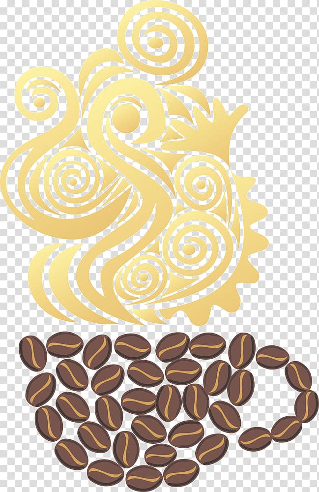 Coffee cup Cafe Coffee bean, Hand-painted coffee beans transparent background PNG clipart