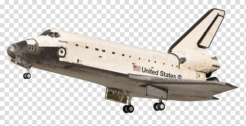 white and gray United States airliner , Space Shuttle Atlantis Landing transparent background PNG clipart
