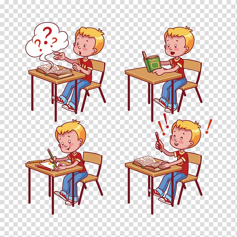 Student Cartoon Classroom Illustration, child learning transparent background PNG clipart