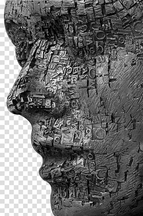 woman portrait text embossed , Face Sculpture Creativity Portrait, Face Creative letters transparent background PNG clipart