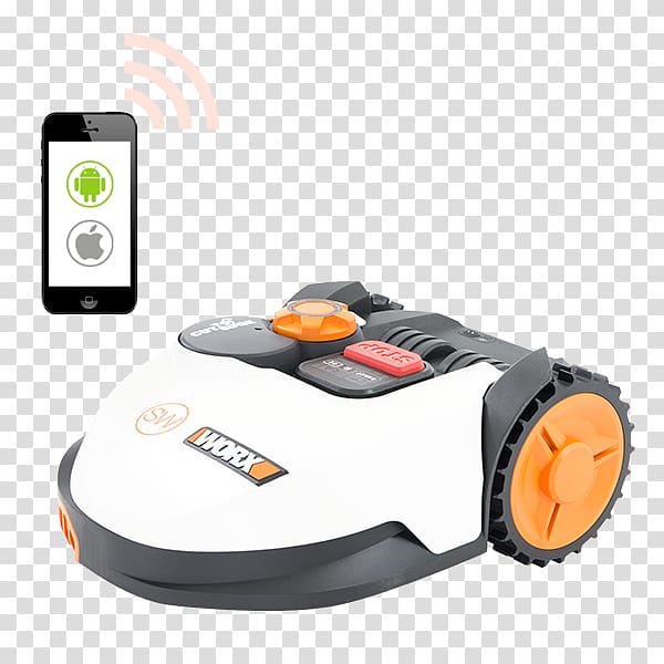 Robotic lawn mower WORX Landroid WR106SI Lawn Mowers WORX Landroid S Basic, smartphone artificial intelligence transparent background PNG clipart