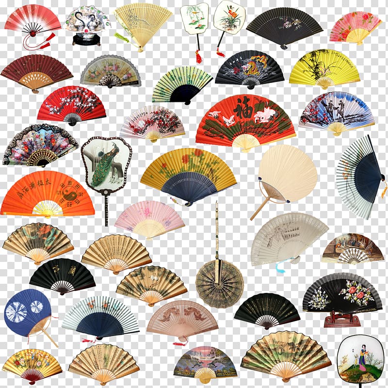 China Paper Hand fan, Complete folding fan psd transparent background PNG clipart