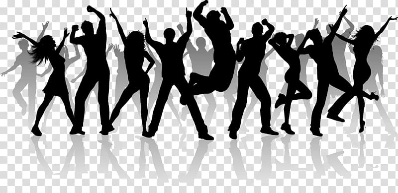silhouette of people making action, Group dance Silhouette , group dance transparent background PNG clipart
