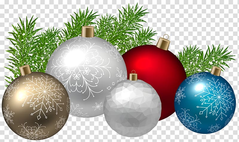 five white, red, and blue baubles , Lossless compression file formats Computer file, Christmas Decoration transparent background PNG clipart