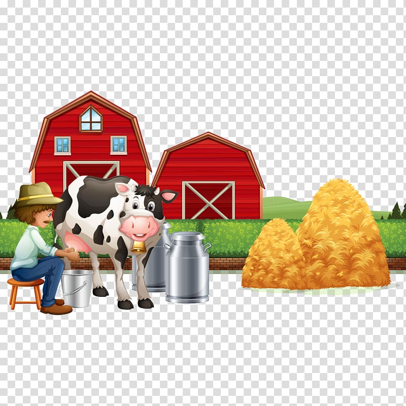 farm illustration, Cattle Milk Farm Illustration, Milkers transparent background PNG clipart