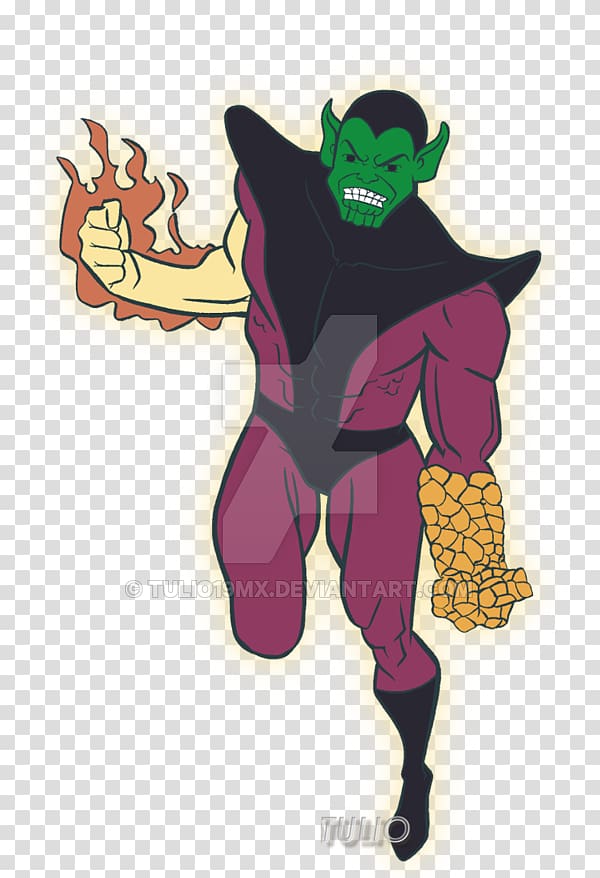 Cartoon Superhero Legendary creature, SKRULL transparent background PNG clipart