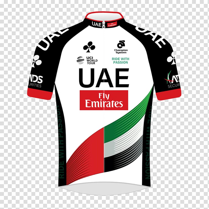 Jersey UAE Abu Dhabi UCI ProTour Cannondale-Drapac Bahrain-Merida, fly emirates transparent background PNG clipart