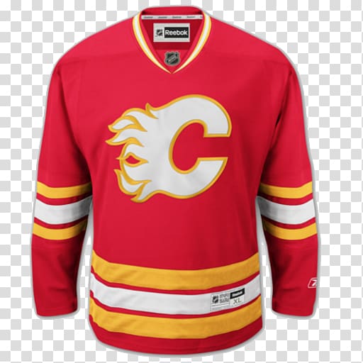 Calgary Flames National Hockey League Third jersey Hockey jersey, reebok transparent background PNG clipart