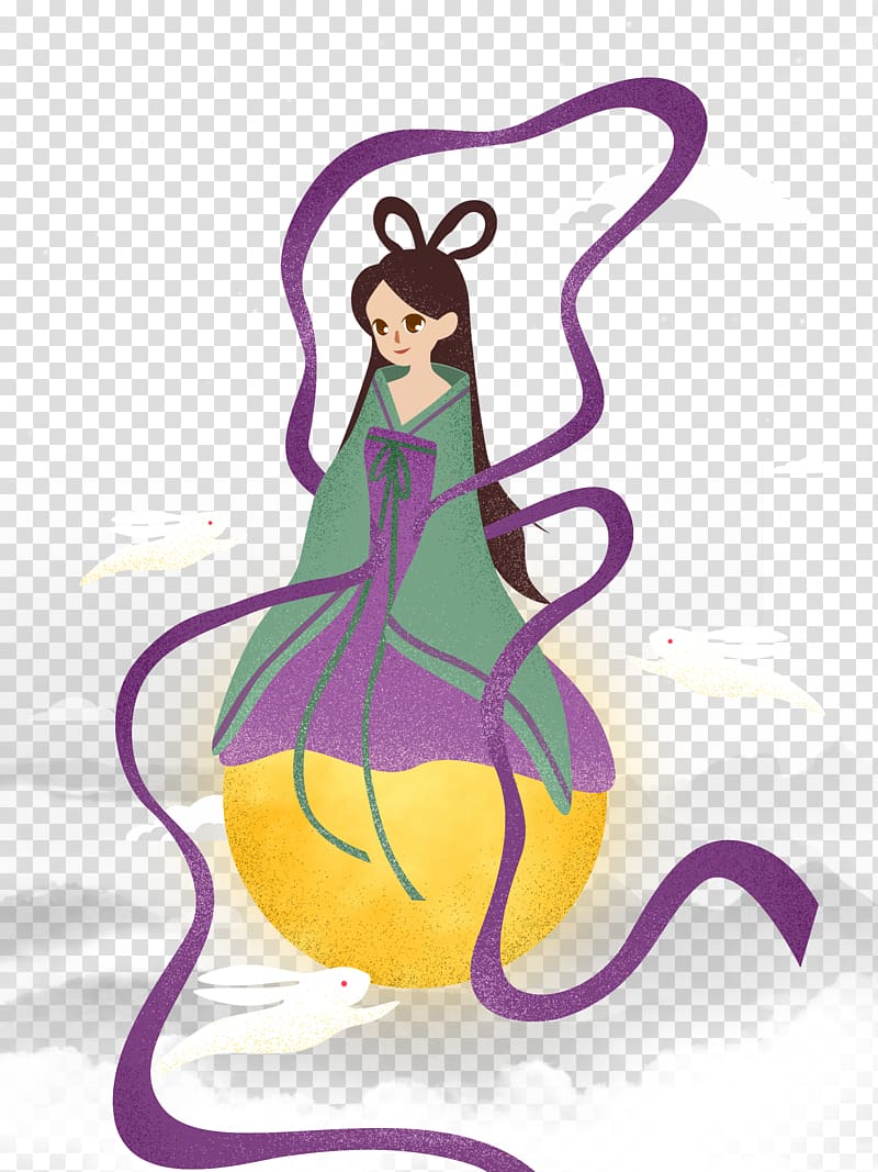 Mid-Autumn Festival Mooncake Chang\'e National Day of the People\'s Republic of China Illustration, Hand-painted mid autumn beauty woman button material transparent background PNG clipart