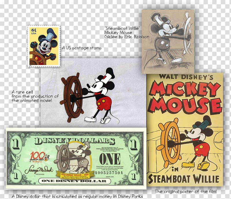 Hollywood History of film Cartoon Studio system, Steamboat Willie transparent background PNG clipart