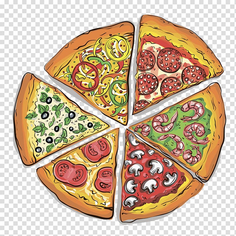 assorted-flavor of pizza , Pizza Take-out Italian cuisine Illustration, Pizza transparent background PNG clipart
