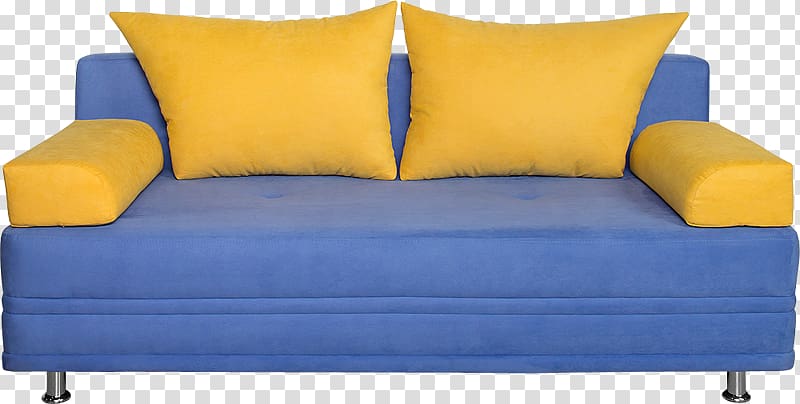 Sofa bed Blue Couch, Blue sofa cushion transparent background PNG clipart
