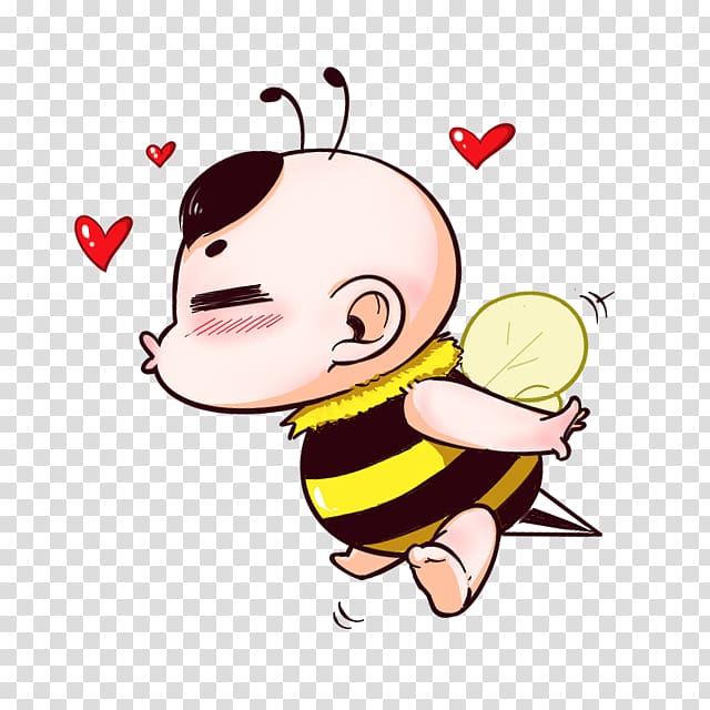 Cartoon Air kiss, Cute cartoon bee little boy transparent background PNG clipart