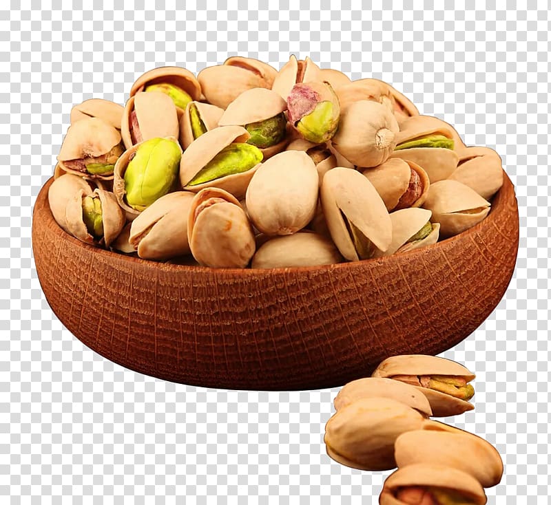 beige seeds in bowl, Pistachio Nut Bowl, Wooden bowl of pistachios transparent background PNG clipart