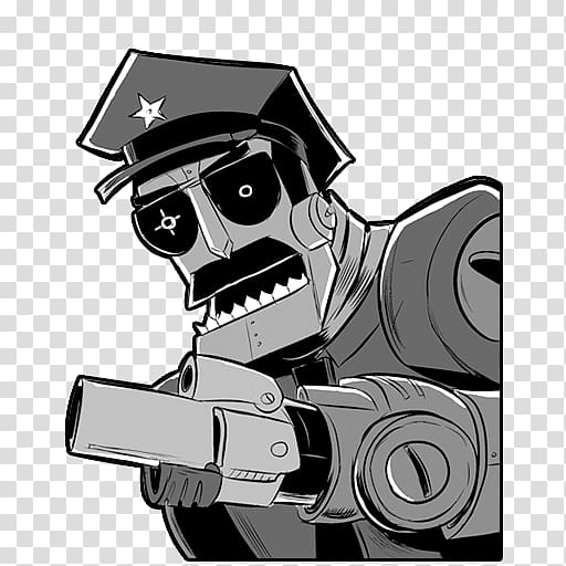 gray cop illustration, angle monochrome motor vehicle, Robot Axe Cop transparent background PNG clipart