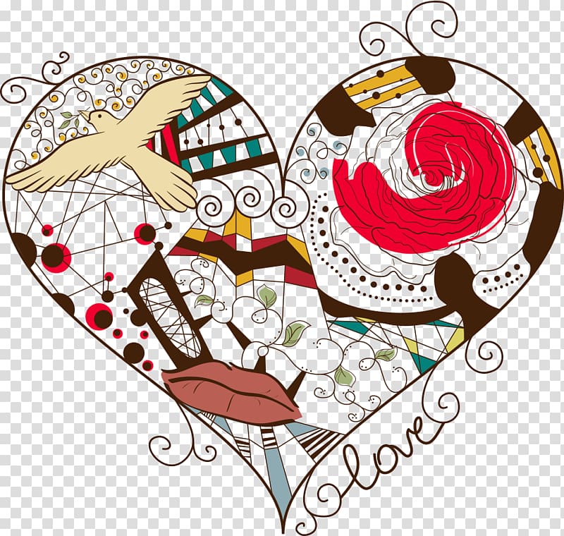 Heart Abstract art , Love birds transparent background PNG clipart