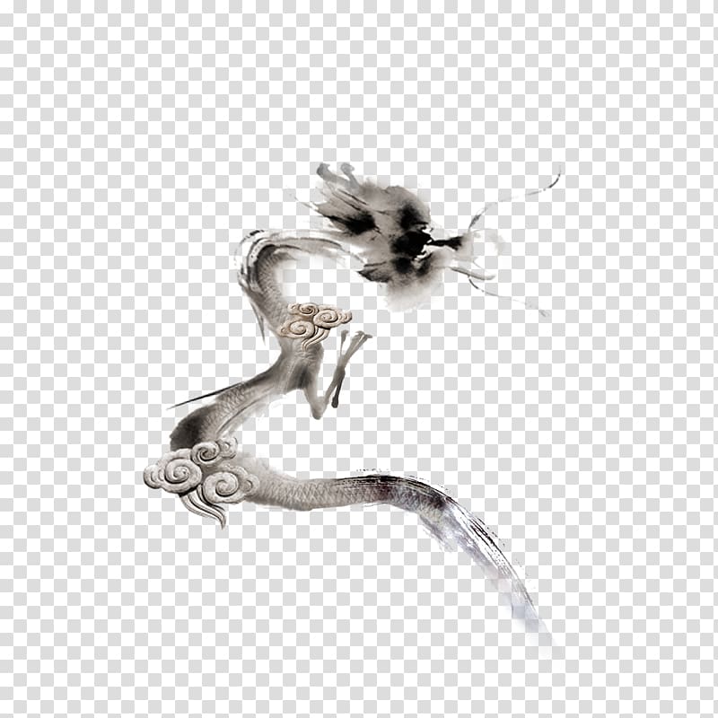 China Chinese dragon, Ink dragon transparent background PNG clipart