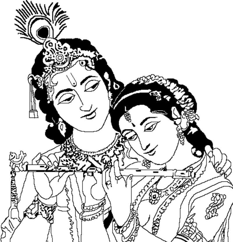 hindu deity sketch, Radha Krishna Ganesha , Krishna transparent background PNG clipart