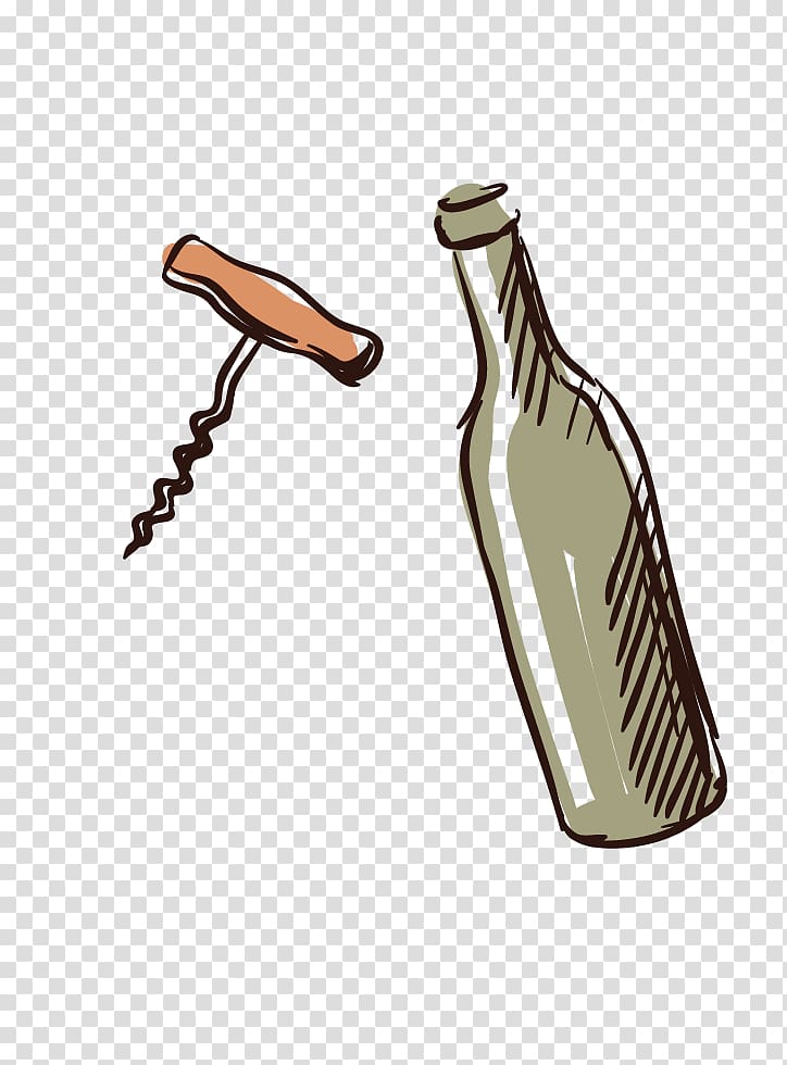 Red Wine Bottle opener Corkscrew, Red wine bottle and corkscrew transparent background PNG clipart
