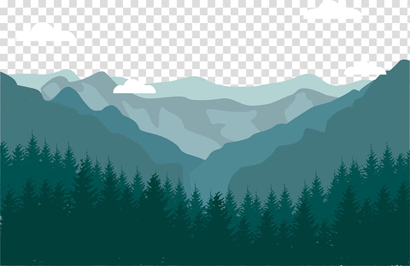 green mountain with trees illustration, Flat design Landscape Mountain, Forest mountain transparent background PNG clipart