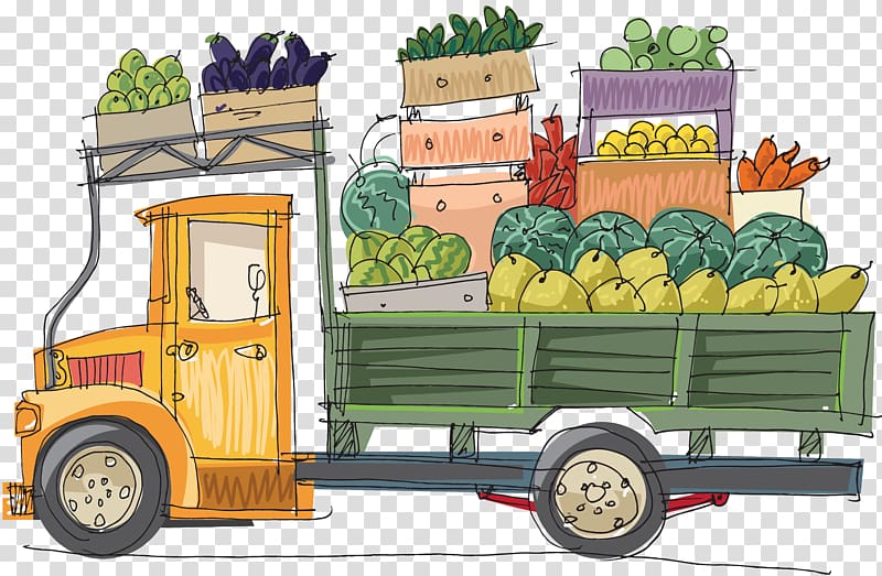 Fruit Car Vegetable, pickup truck transparent background PNG clipart