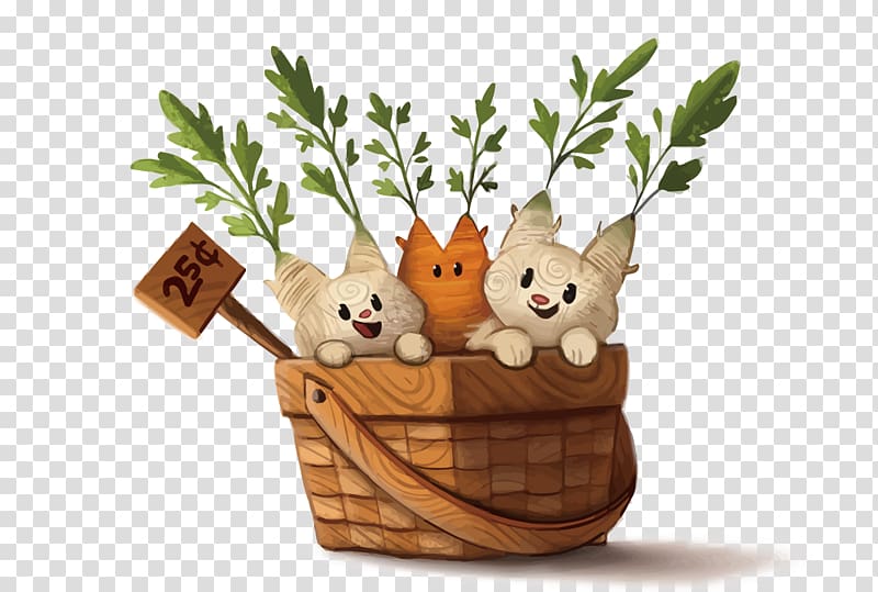 Art Illustrator Drawing Illustration, a basket of radish cat transparent background PNG clipart