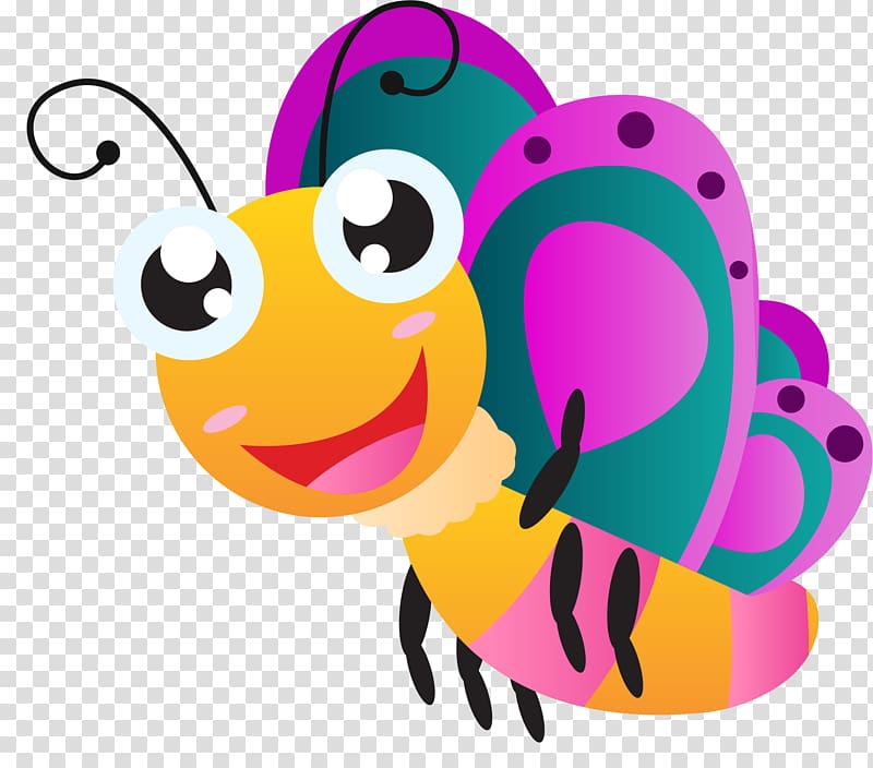 Butterfly Cartoon Drawing , Colored smiley bee transparent background PNG clipart
