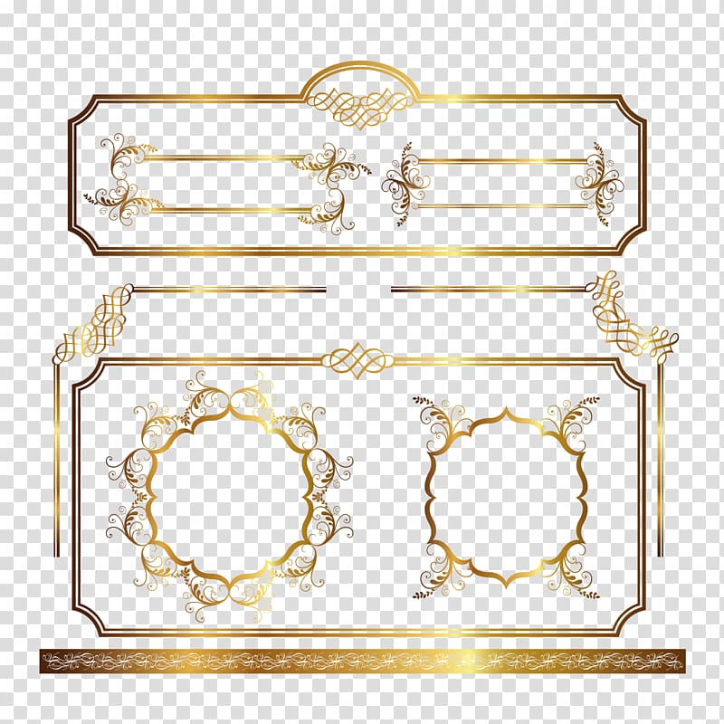 brown floral illustration, Ornament frame , gold pattern border transparent background PNG clipart