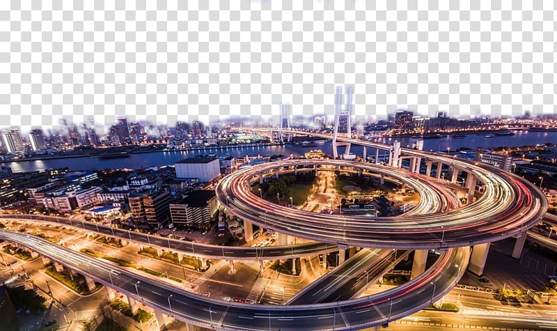 Heshan, Guangdong Huiyang District Traffic Road Street, Overlooking the city overpass transparent background PNG clipart