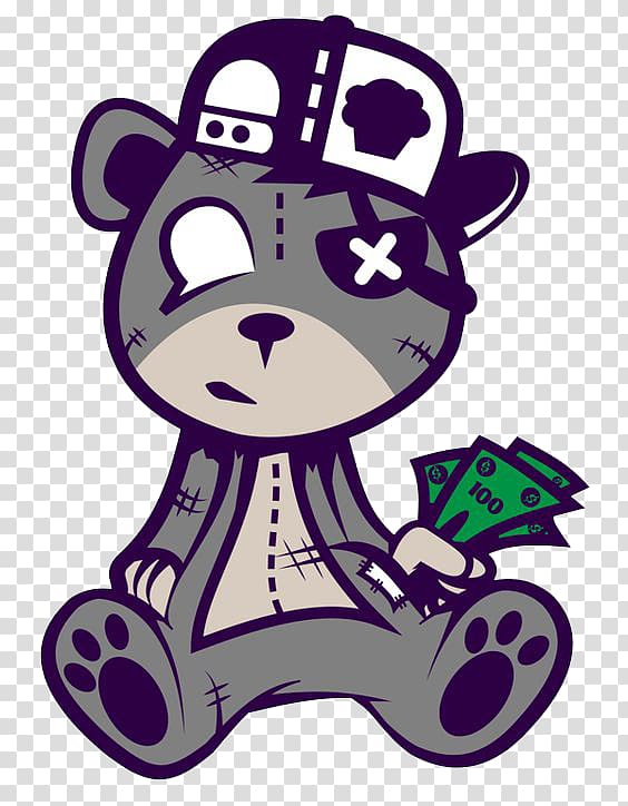 zombie bear holding banknotes illustration, Bear T-shirt Graffiti Drawing, Broken Bear transparent background PNG clipart