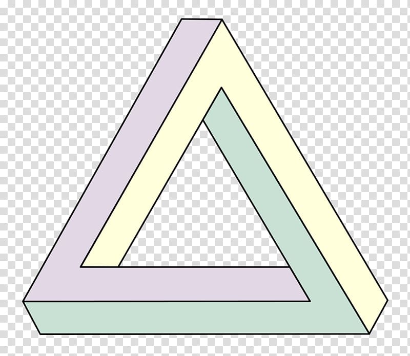 yellow, green, and purple triangle logo screenshot, Penrose triangle Waterfall Geometry Impossible object, 3d Triangle transparent background PNG clipart