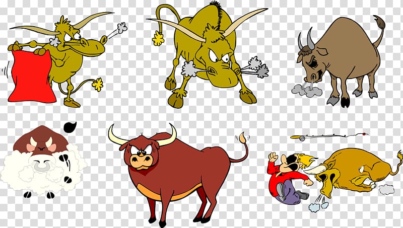 Bull Cattle Ox , six angry bulls transparent background PNG clipart