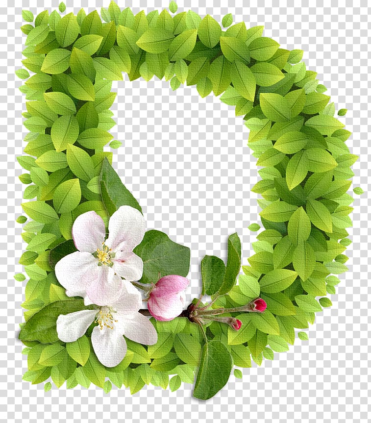 white petaled flowers and green leaf letter D illustration, Lettering Floral design Alphabet, Word transparent background PNG clipart