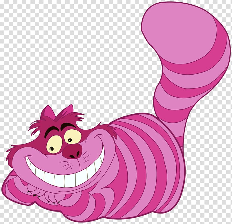 pink cat on Alice on Wonderland , The Mad Hatter Cheshire Cat Alice in Wonderland , alice in wonderland transparent background PNG clipart