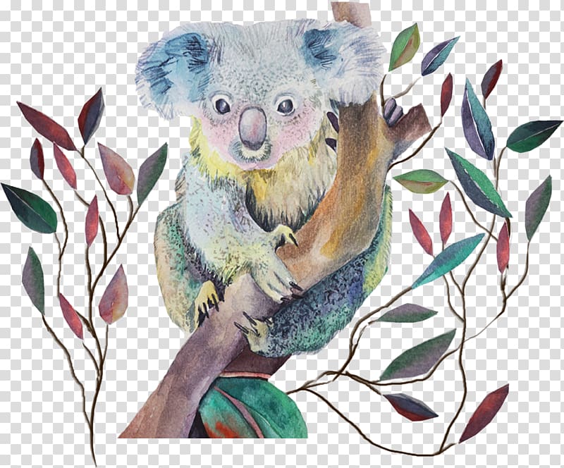 Koala Long-sleeved T-shirt, Hand-painted pattern Koala transparent background PNG clipart