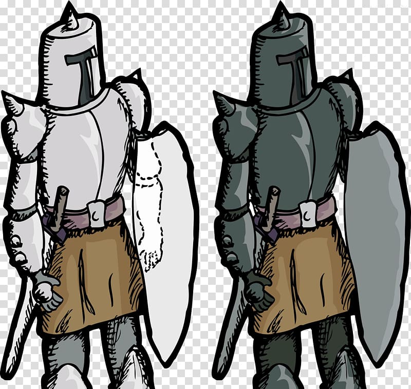 Middle Ages Knight Soldier Illustration, Cartoon soldiers transparent background PNG clipart