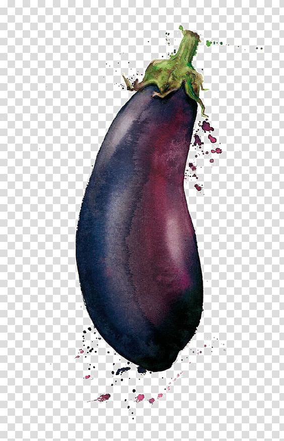 Watercolor painting Vegetable Drawing Illustration, eggplant transparent background PNG clipart