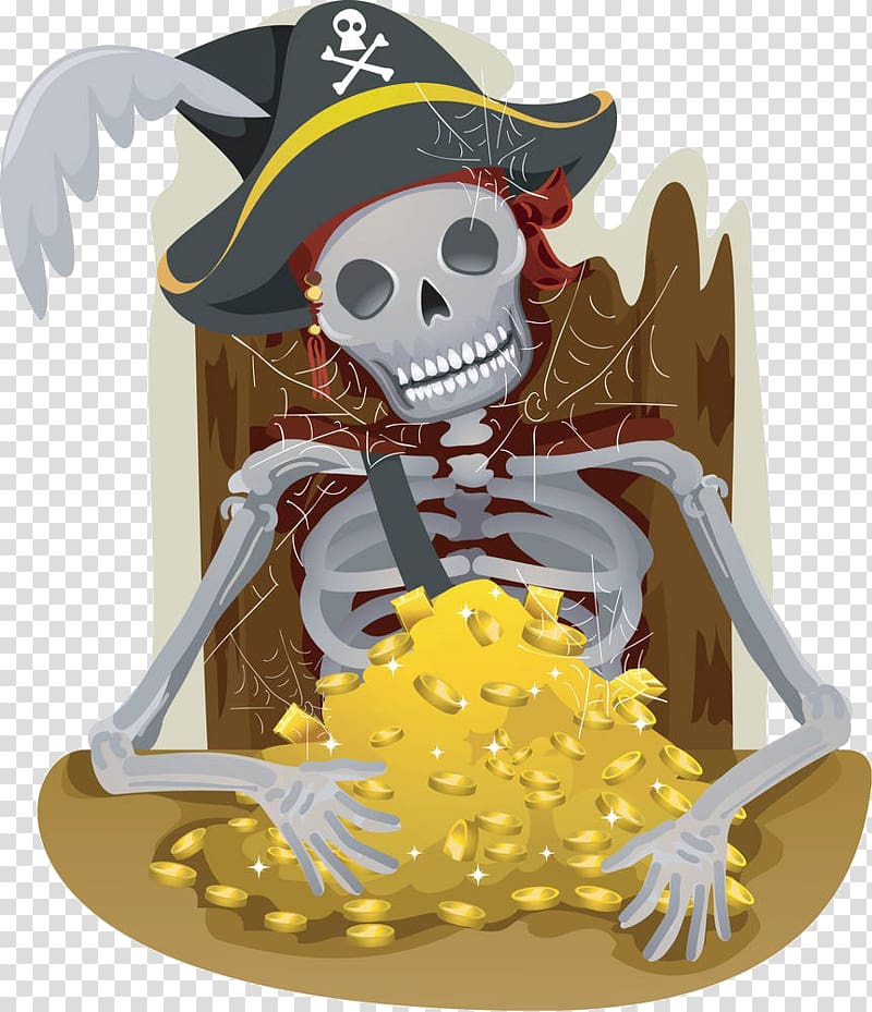 Piracy Illustration, Cartoon skeleton pirate transparent background PNG clipart
