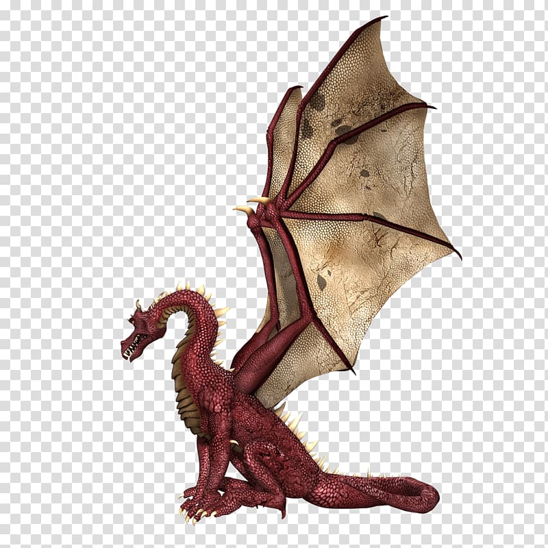 red and brown dragon art, Dragon Red and Brown Wings Sitting transparent background PNG clipart