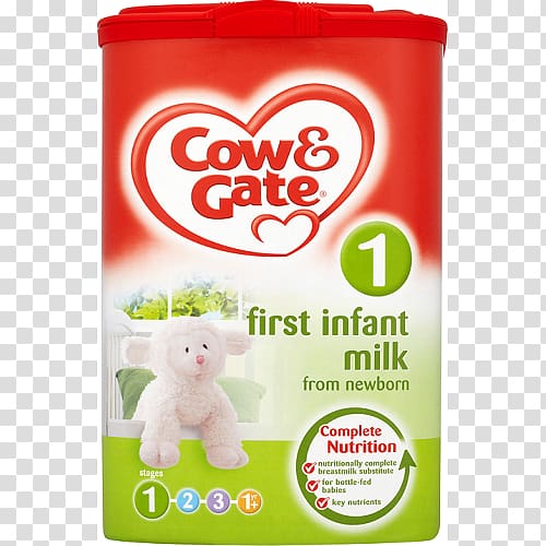 Powdered milk Baby Food Cow & Gate Baby Formula, milk transparent background PNG clipart