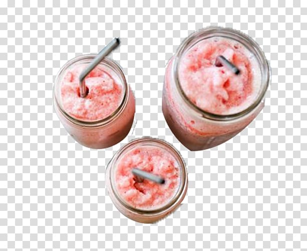Ice cream Smoothie Milkshake Lemonade Strawberry, 3 bottles of strawberry jam transparent background PNG clipart