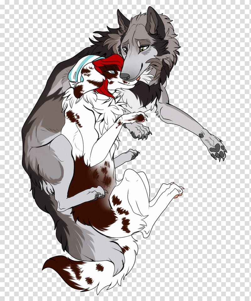 Cat Line art Werewolf Dog, anime couple cuddling transparent background PNG clipart