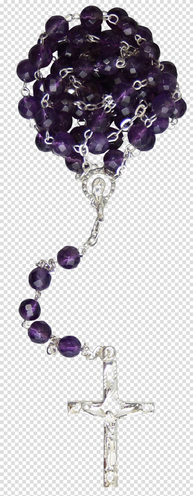Rosary Amethyst Bead Crucifix Christian cross, devotion transparent background PNG clipart