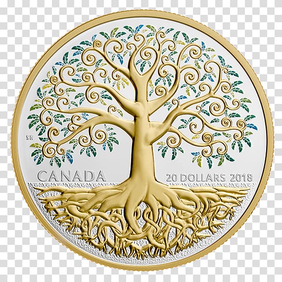 Canada Silver coin Royal Canadian Mint Tree of life, leaf collection transparent background PNG clipart