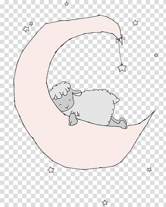 sleeping sheep on crescent moon, Dream Sheep Sleep Unicorn, Sleeping on the moon sheep transparent background PNG clipart