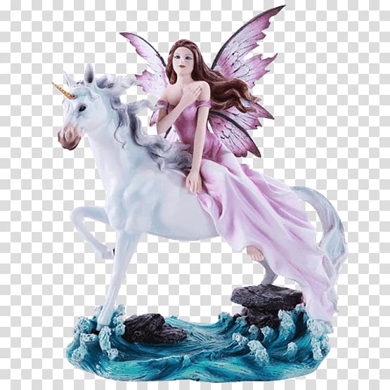 Fairy riding Unicorn Legendary creature Figurine, water unicorn transparent background PNG clipart