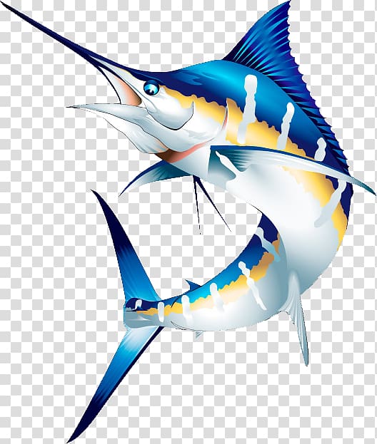 white and blue fish , Swordfish Marlin Tuna Fishing Rods, Fishing transparent background PNG clipart
