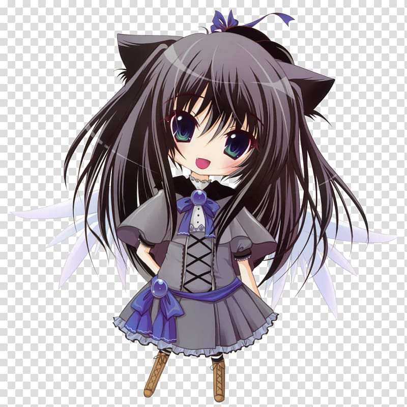 Black hair Mangaka Brown hair Anime, chibi yuri anime transparent background PNG clipart